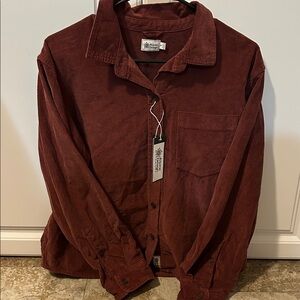 Alpine Design Burgundy Corduroy Button-Up Shirt – Women’s Medium – NWT